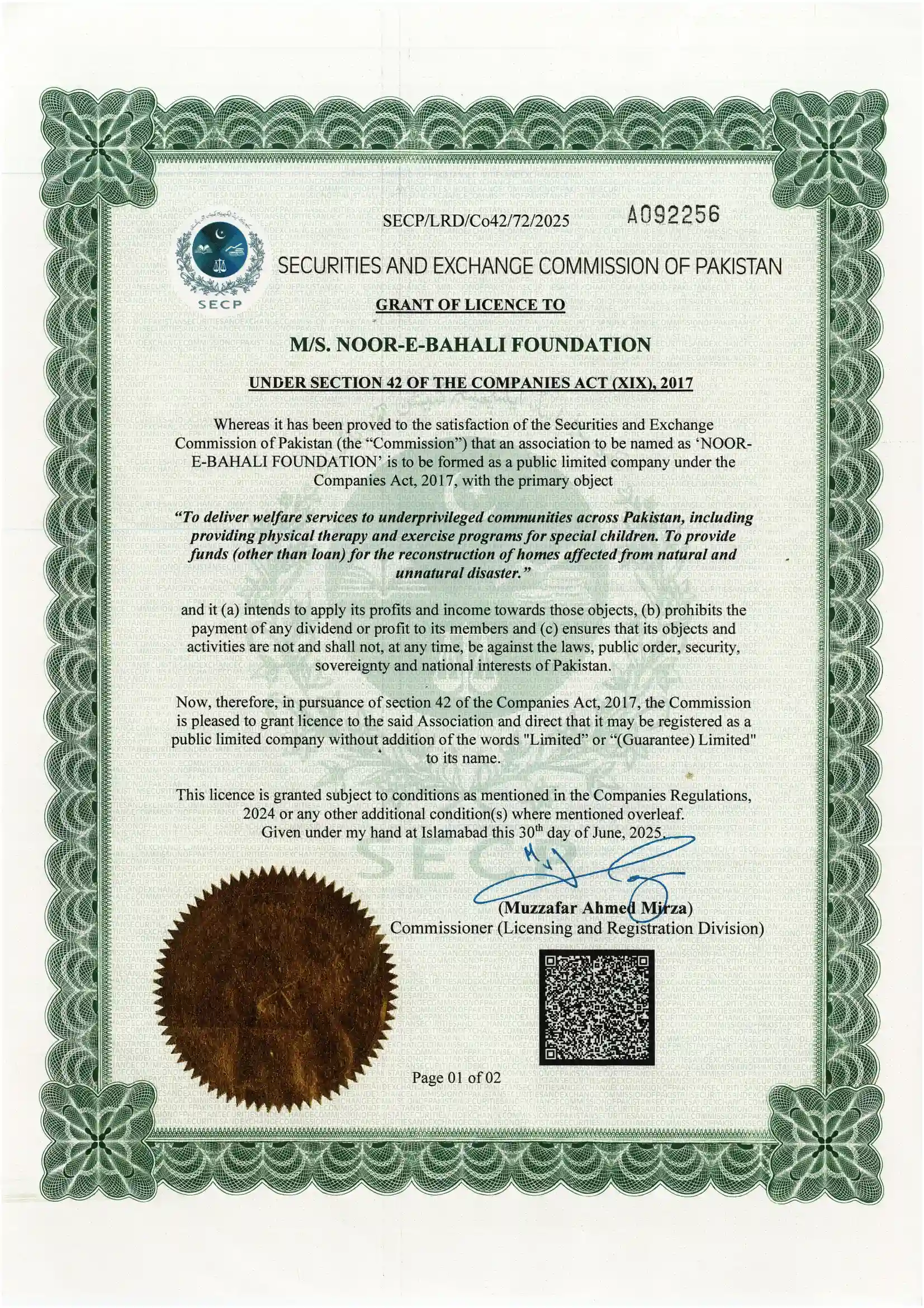SECP NGO License